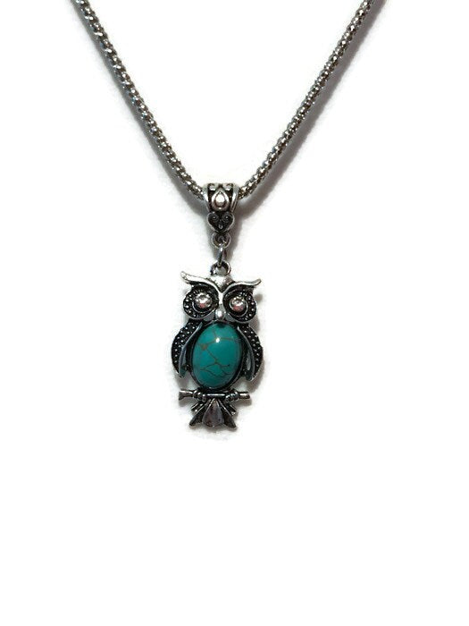 Owl with Turquoise stone and Rhinstones.