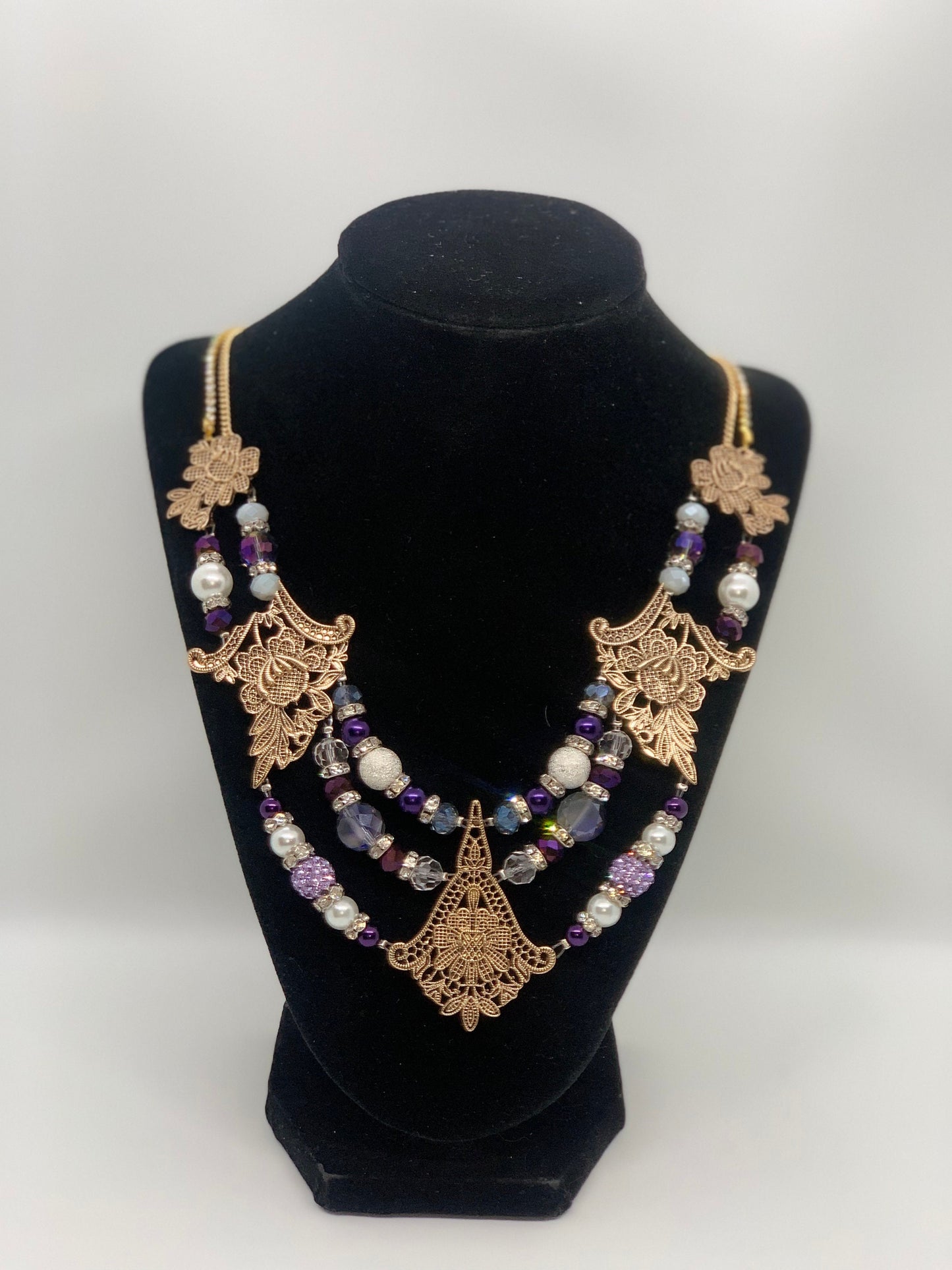 Vintage style necklace with matching earrings-One of Kind-Victoria