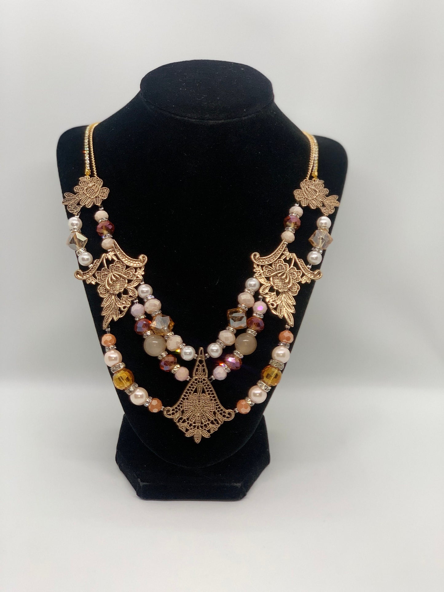 Vintage style necklace with matching earrings-One of Kind-Eleanor