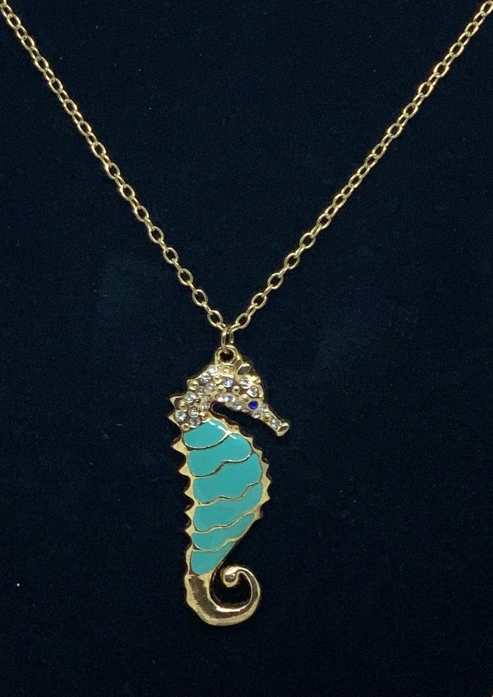 Under the sea Collection, Turquoise and gold Sea horse , "Winnie"