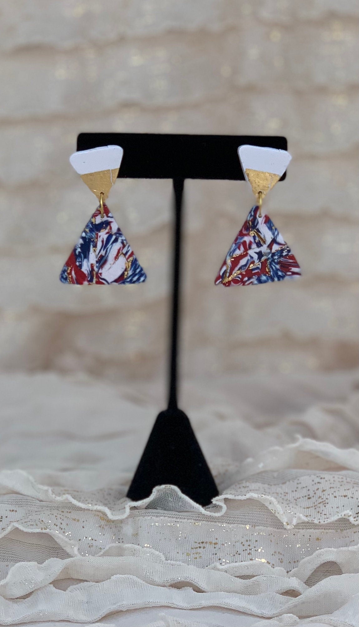 Handmade Clay Earring, 4th of July Collection, "Maverick"
