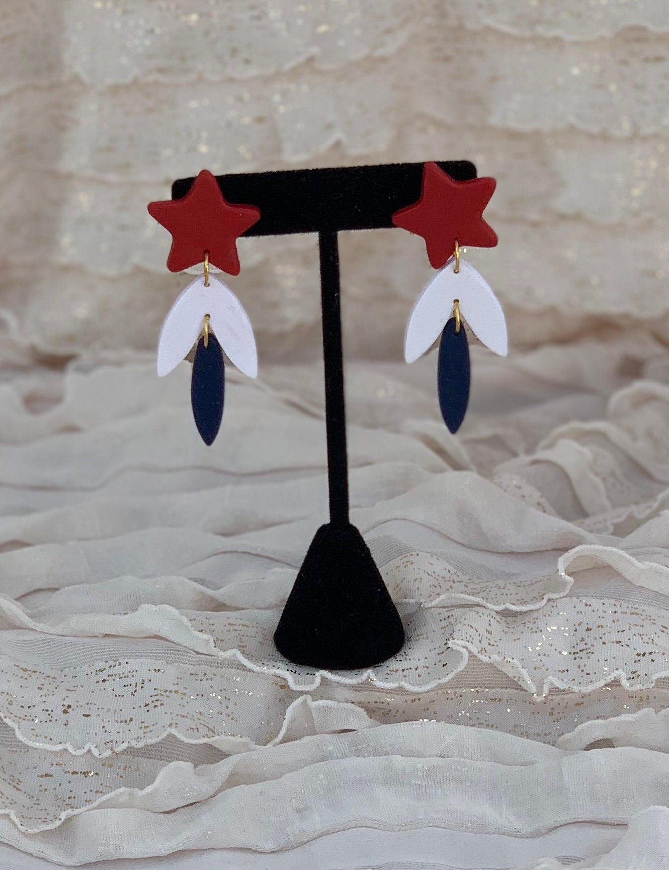 Handmade Clay Earring, 4th of July Collection, "Valor"