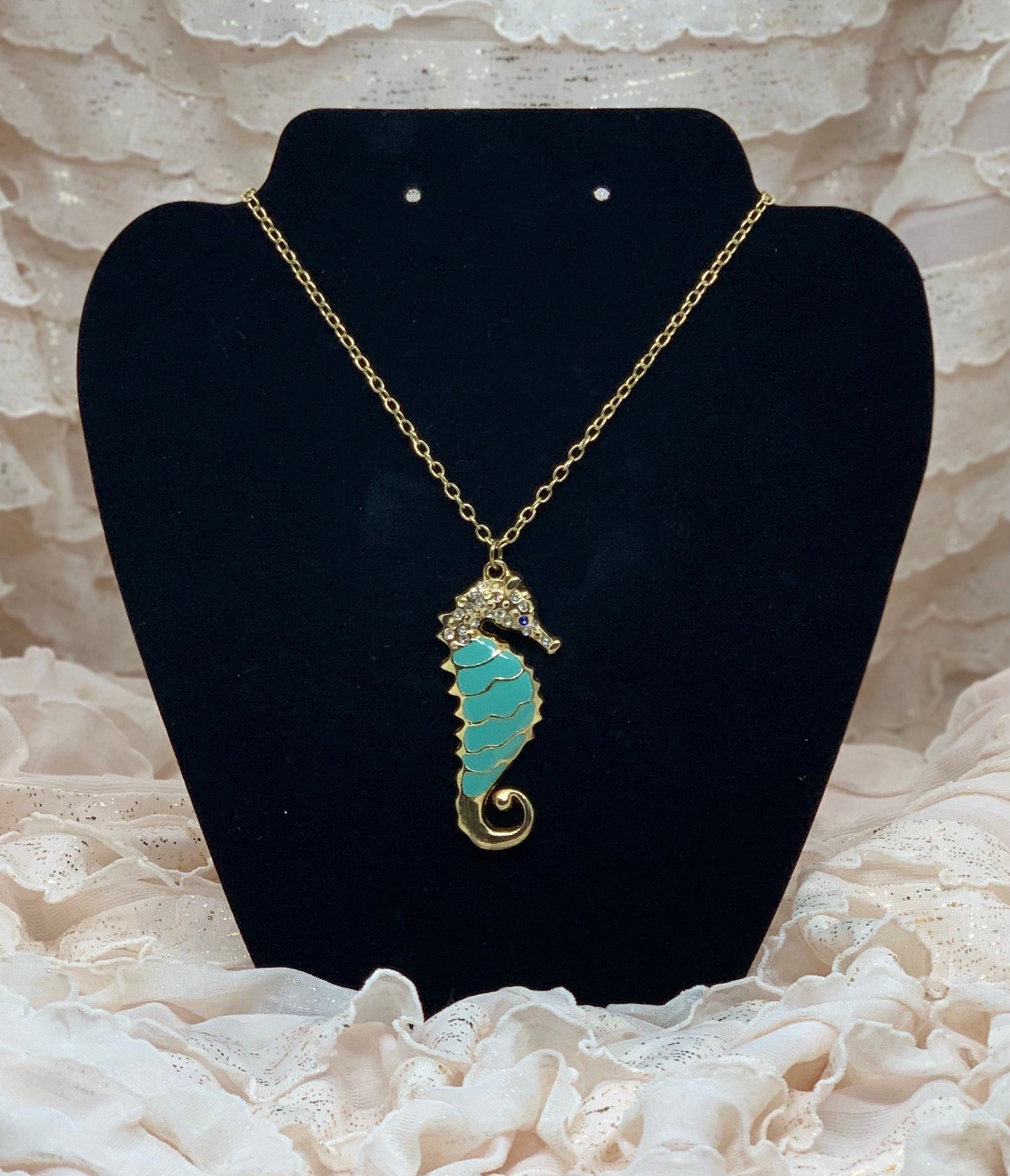 Under the sea Collection, Turquoise and gold Sea horse , "Winnie"