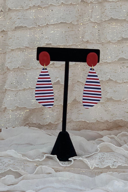 Handmade Clay Earring, 4th of July Collection, "Grace"