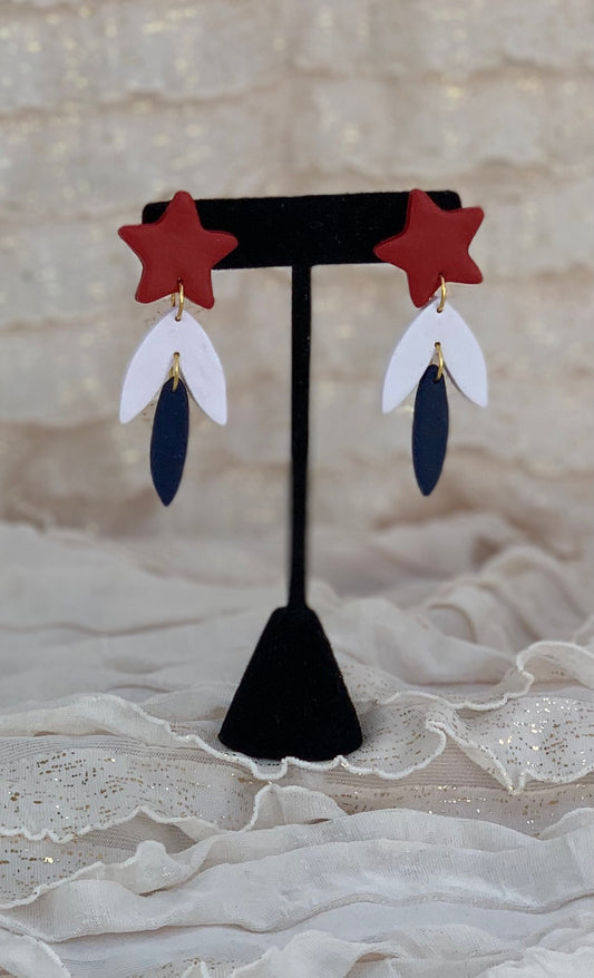 Handmade Clay Earring, 4th of July Collection, "Valor"