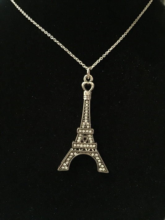 Silver Eiffel Tower with Rhinestones